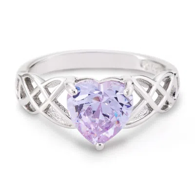 Evesaddiction Custom Heart Birthstone Infinity Knot Silver Ring In Silver
