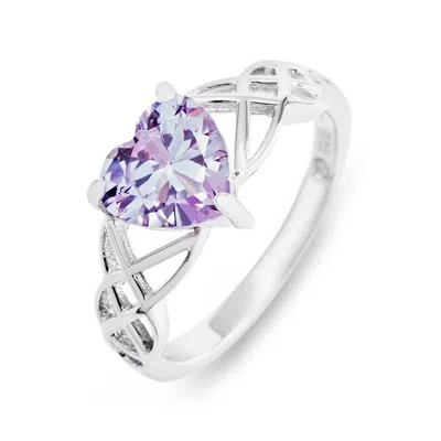 Evesaddiction Custom Heart Birthstone Infinity Knot Silver Ring In Silver