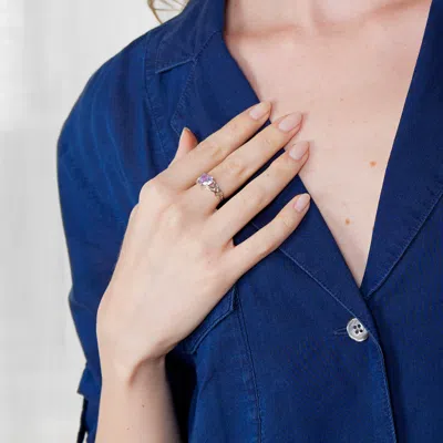 Evesaddiction Custom Heart Birthstone Infinity Knot Silver Ring In Silver