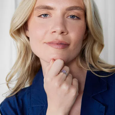 Evesaddiction Custom Heart Birthstone Infinity Knot Silver Ring In Silver