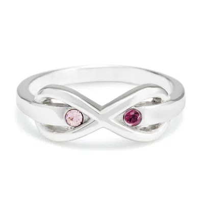 Evesaddiction 2 Stone Sterling Silver Infinity Birthstone Ring In Silver