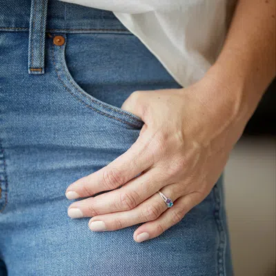 Evesaddiction Petite 4 Stone Silver Birthstone Mother's Ring In Multi