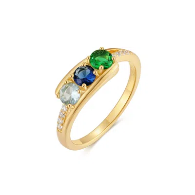 Evesaddiction Petite 3 Stone Gold Birthstone Mother's Ring In Gold