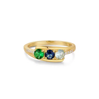Evesaddiction Petite 3 Stone Gold Birthstone Mother's Ring In Gold