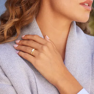 Evesaddiction Petite 2 Stone Gold Birthstone Mother's Ring In Gold