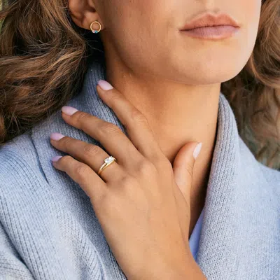 Evesaddiction Petite 2 Stone Gold Birthstone Mother's Ring In Gold