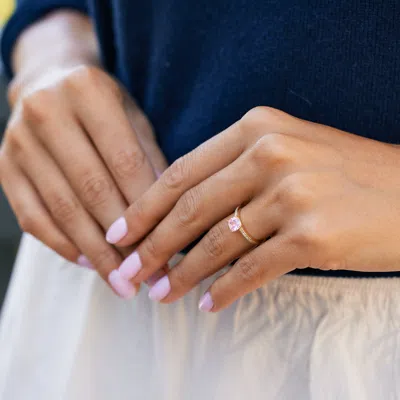 Evesaddiction Cushion Cut Birthstone Pave Band Gold Ring In Gold