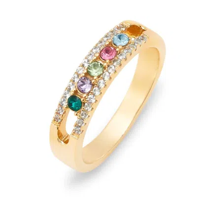 Evesaddiction Five Stone Birthstone Cz Gold Ring In Gold