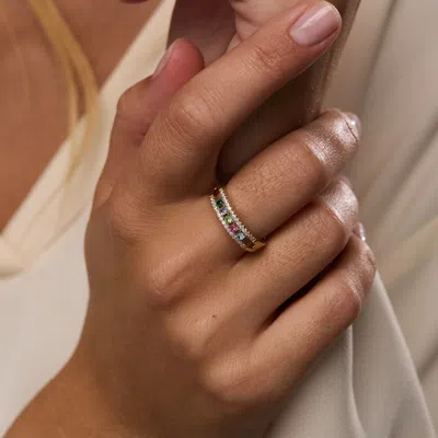 Evesaddiction Five Stone Birthstone Cz Gold Ring In Gold