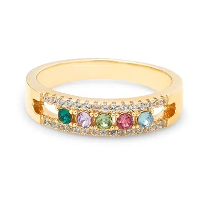 Evesaddiction Five Stone Birthstone Cz Gold Ring In Gold