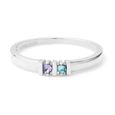 Evesaddiction 2 Stone Birthstone Silver Eternity Ring In Silver