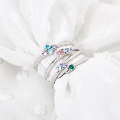 Evesaddiction Petite 4 Stone Birthstone Silver Ring In Silver