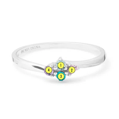 Evesaddiction Petite 4 Stone Birthstone Silver Ring In Silver
