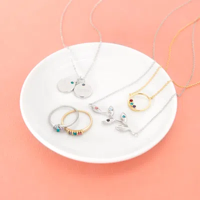 Evesaddiction Petite 4 Stone Birthstone Silver Ring In Silver