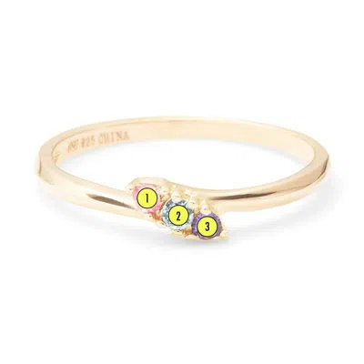Evesaddiction Petite 3 Stone Birthstone Gold Ring In Silver