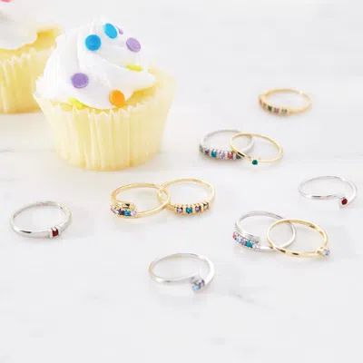 Evesaddiction 4 Stone Birthstone Silver Eternity Ring In Silver