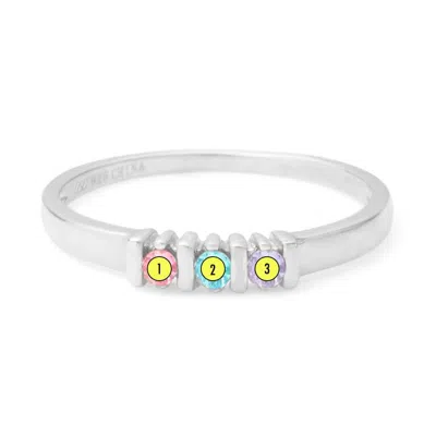 Evesaddiction 3 Stone Birthstone Silver Eternity Ring In Silver