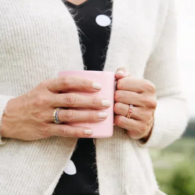 Evesaddiction Thin Rainbow Cz Sterling Silver Eternity Band In Silver