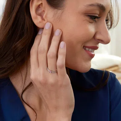 Evesaddiction Custom Oval Birthstone Pave Band Silver Ring In Silver