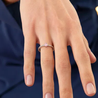 Evesaddiction Custom Oval Birthstone Pave Band Silver Ring In Silver