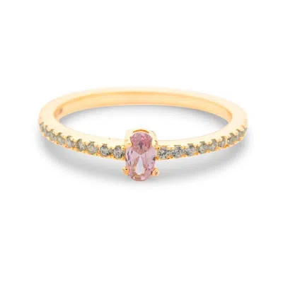 Evesaddiction Custom Oval Birthstone Pave Band Gold Ring In Gold