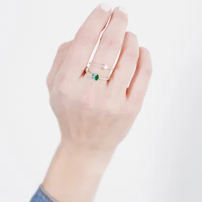 Evesaddiction Custom Oval Birthstone Pave Band Gold Ring In Gold