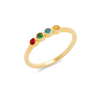 Evesaddiction 4 Stone Gold Bezel Set Birthstone Ring In Gold