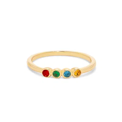 Evesaddiction 4 Stone Gold Bezel Set Birthstone Ring In Gold