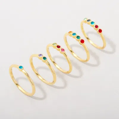 Evesaddiction 4 Stone Gold Bezel Set Birthstone Ring In Gold