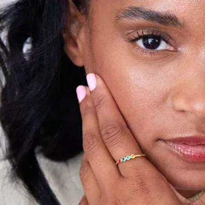 Evesaddiction 4 Stone Gold Bezel Set Birthstone Ring In Gold