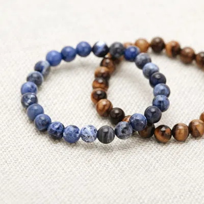 Evesaddiction Men's Sodalite Agate Bead Bracelet In Blue