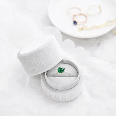 Evesaddiction Custom Asymmetrical Heart Birthstone Ring In Green