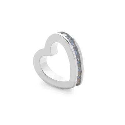 Evesaddiction Silver September Eternity Heart Charm In Metallic