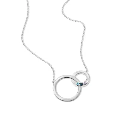Evesaddiction 4 Stone Silver Interlocking Circle Eternity Birthstone Necklace In Silver