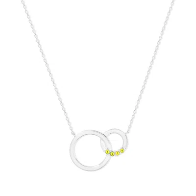 Evesaddiction 4 Stone Silver Interlocking Circle Eternity Birthstone Necklace In Silver
