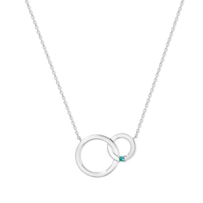 Evesaddiction Custom Interlocking Circle Eternity Birthstone Necklace In Silver