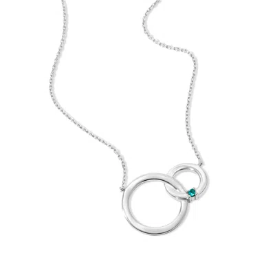 Evesaddiction Custom Interlocking Circle Eternity Birthstone Necklace In Silver