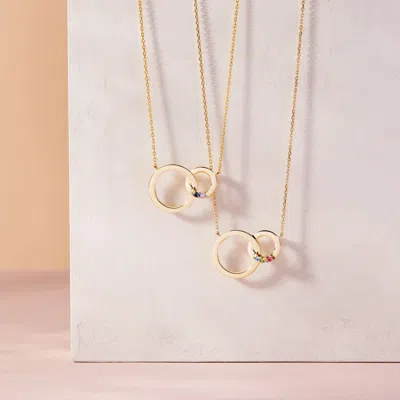 Evesaddiction Custom Gold Interlocking Circle Eternity Birthstone Necklace In Gold