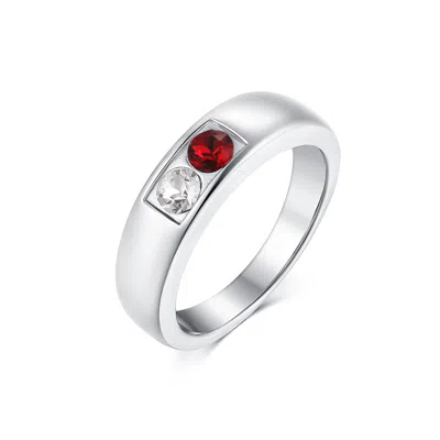Evesaddiction Men's Sterling Silver 2 Stone Family Birthstone Ring In Silver