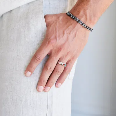 Evesaddiction Men's Sterling Silver 2 Stone Family Birthstone Ring In Silver