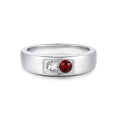 Evesaddiction Men's Sterling Silver 2 Stone Family Birthstone Ring In Silver