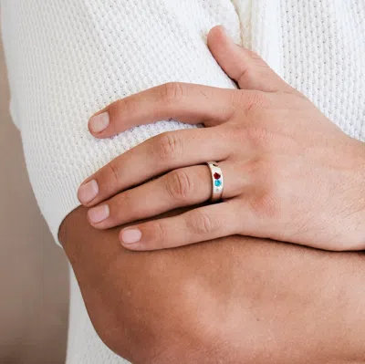 Evesaddiction Men's Sterling Silver 2 Stone Family Birthstone Ring In Silver