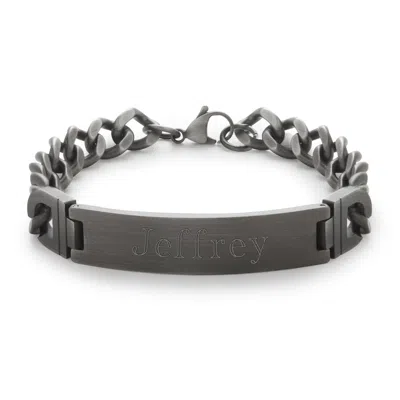 Evesaddiction Men's Brushed Bronze Stainless Steel Id Bracelet In Silver