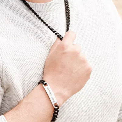 Evesaddiction Men's Black Plate Flat Curb Chain In Black