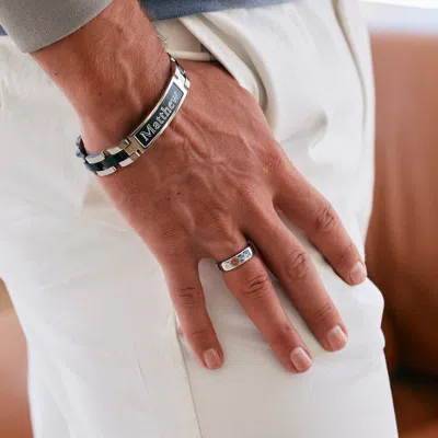 Evesaddiction Men's Sterling Silver 3 Stone Family Birthstone Ring In Silver