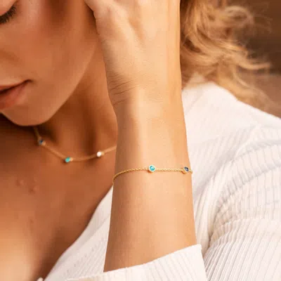 Evesaddiction Five Stone Floating Bezel Set Birthstone Bracelet In Silver