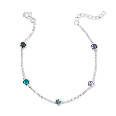 Evesaddiction Five Stone Floating Bezel Set Birthstone Bracelet In Silver