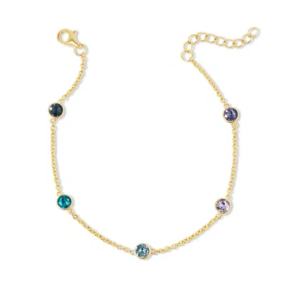 Evesaddiction Five Stone Floating Bezel Set Gold Birthstone Bracelet In Gold