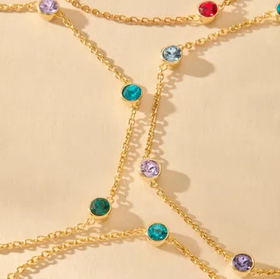 Evesaddiction Five Stone Floating Bezel Set Gold Birthstone Bracelet In Gold