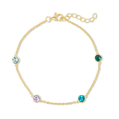 Evesaddiction Four Stone Floating Bezel Set Gold Birthstone Bracelet In Gold